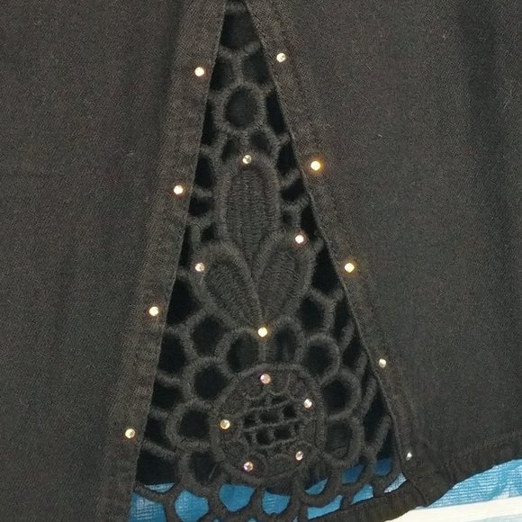 NEW- Shirt with Swarovskicrystal jewel, Stretchy 100%Cotton Shirt, Oversized 3XL - Picture 1 of 10